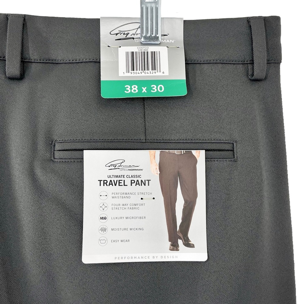 NEW Greg Norman Mens Golf‎ Pants 38x30 Gray Ultimate Classic Travel Stretch